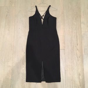 Bardot Deep V-Neck Black Dress